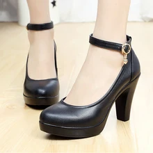 2016 women fashion belt button thick heel high heels platform shoes strap women’s shoes 32-43