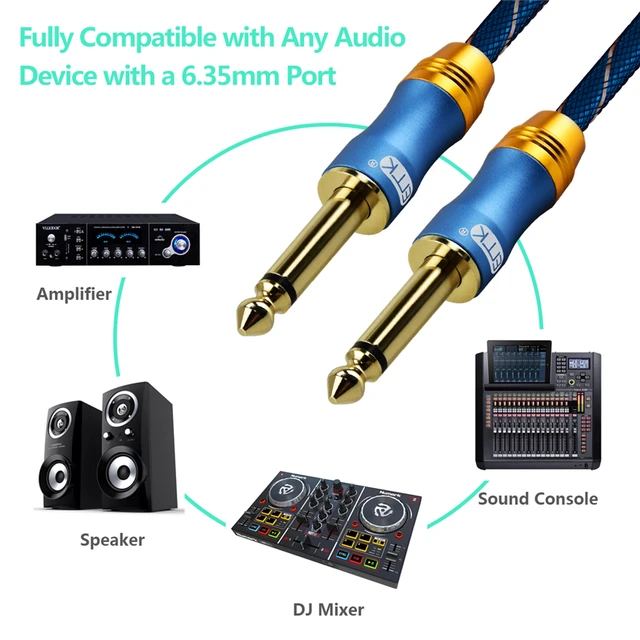 Cavo Chitarra Jack 6,35 A 3,5 Mm - Professionale, Schermato, Colore Blu