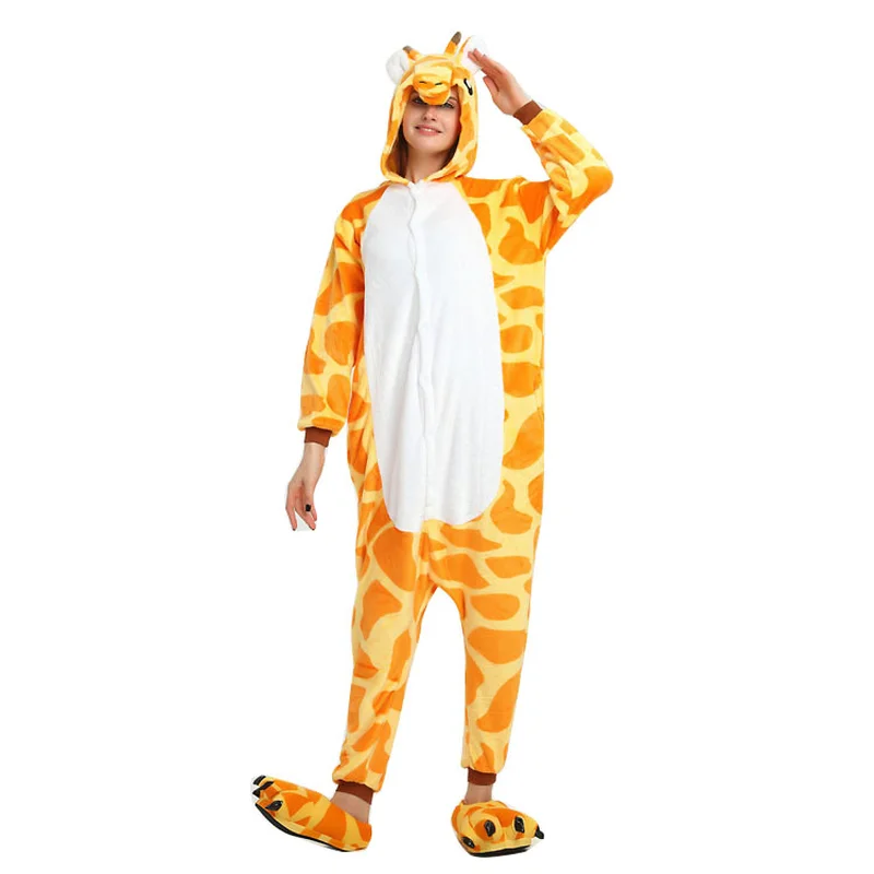 

Onesie Pajamas Animal adulto Pijama Stitch couple clothing giraffe sloth Flannel sleepwear women winter Pyjamas Overall Nightie