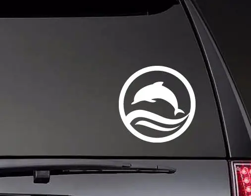 

Водонепроницаемый стикер с изображением дельфина в круге, Прыгающего над волной, ZP0389