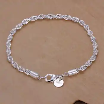 New Silver plated Jewelry for women and men fashion Silver plated Chain Charm Flash twisted rope Bracelet Jewelry Bracelet H207