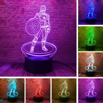 

New Creative Marvel Avengers Civil War Captain America 3D Illusion Night Light Colorful LED Table Lamp Boys Xmas New Year Gifts