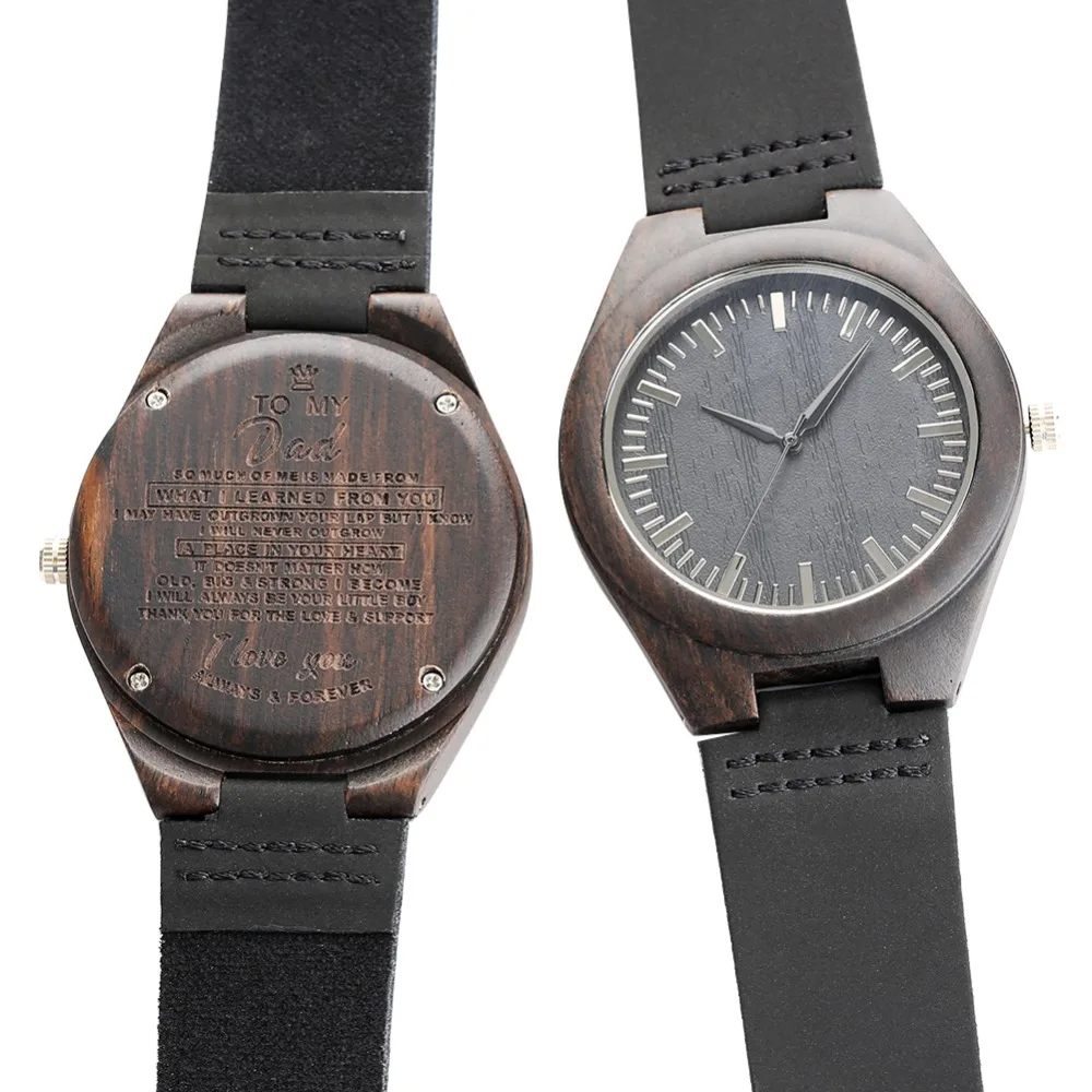 Wooden Watch Quartz Movemnet Watches Lovers Leather Band Lightweight Wooden Watch Valentine's Day Gift Couple Watches Leisure