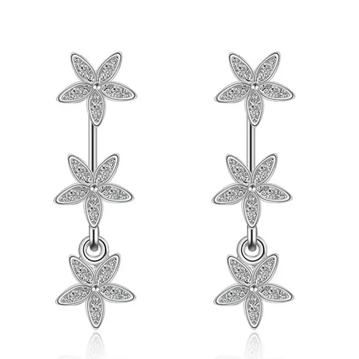 

2017 new arrival hot sell fashion flower 925 sterling silver ladies`stud earrings female jewelry drop shipping gift promotion