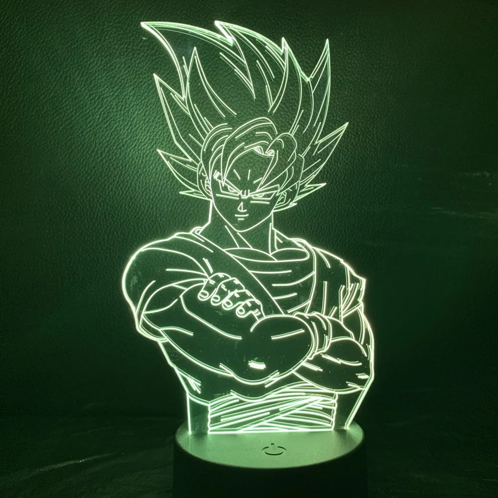 Крутой детский светодиодный ночник Dragon Ball Z Goku рисунок ночной Светильник для детской спальни Декор аниме 3D иллюзия светодиодный ночной Светильник Saiyan