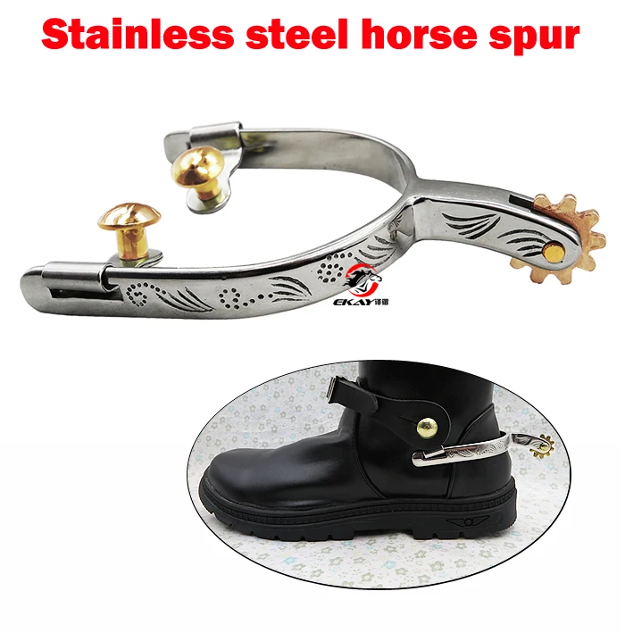 Free shipping.Stainless steel horse spur.Ladies' size ,with brass rowel