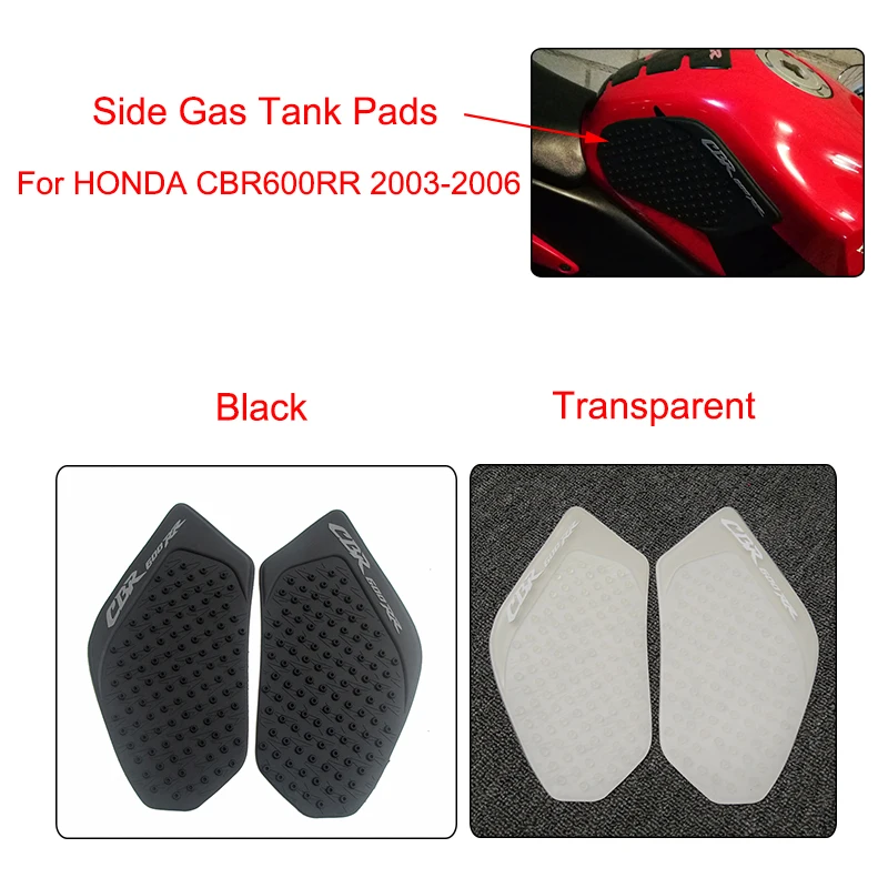 MTCLUB CBR600RR Black Transparent Anti slip Fuel Tank Pad Side Gas Knee Grip Traction Pad for Honda CBR600RR 2003 2004 2005 2006 (5)