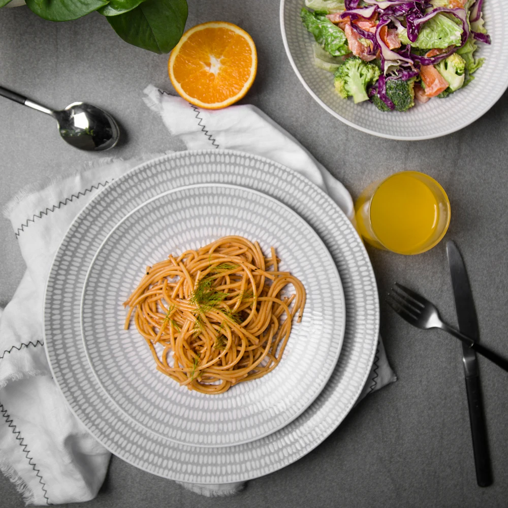 

European style dishes set gray and white hand painted western dishes tableware sets steak plates salad bowls