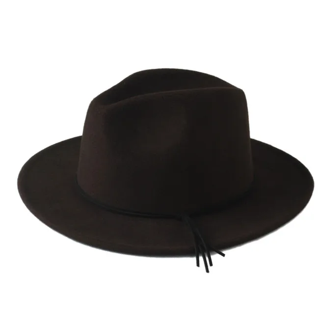 Шерсть Унисекс Женская Мужская Chapeu Feminino Fedora Шляпа Для Laday Мужская шерстяная Панама повязка на голову Джаз церковный топ шляпа - Цвет: Coffee