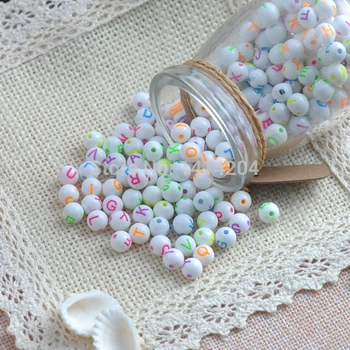 

Blend Color white Acrylic Letter/Alphabet sphere Spacer Beads For Jewelry Making 8X8mm 100Pcs YKL0225X