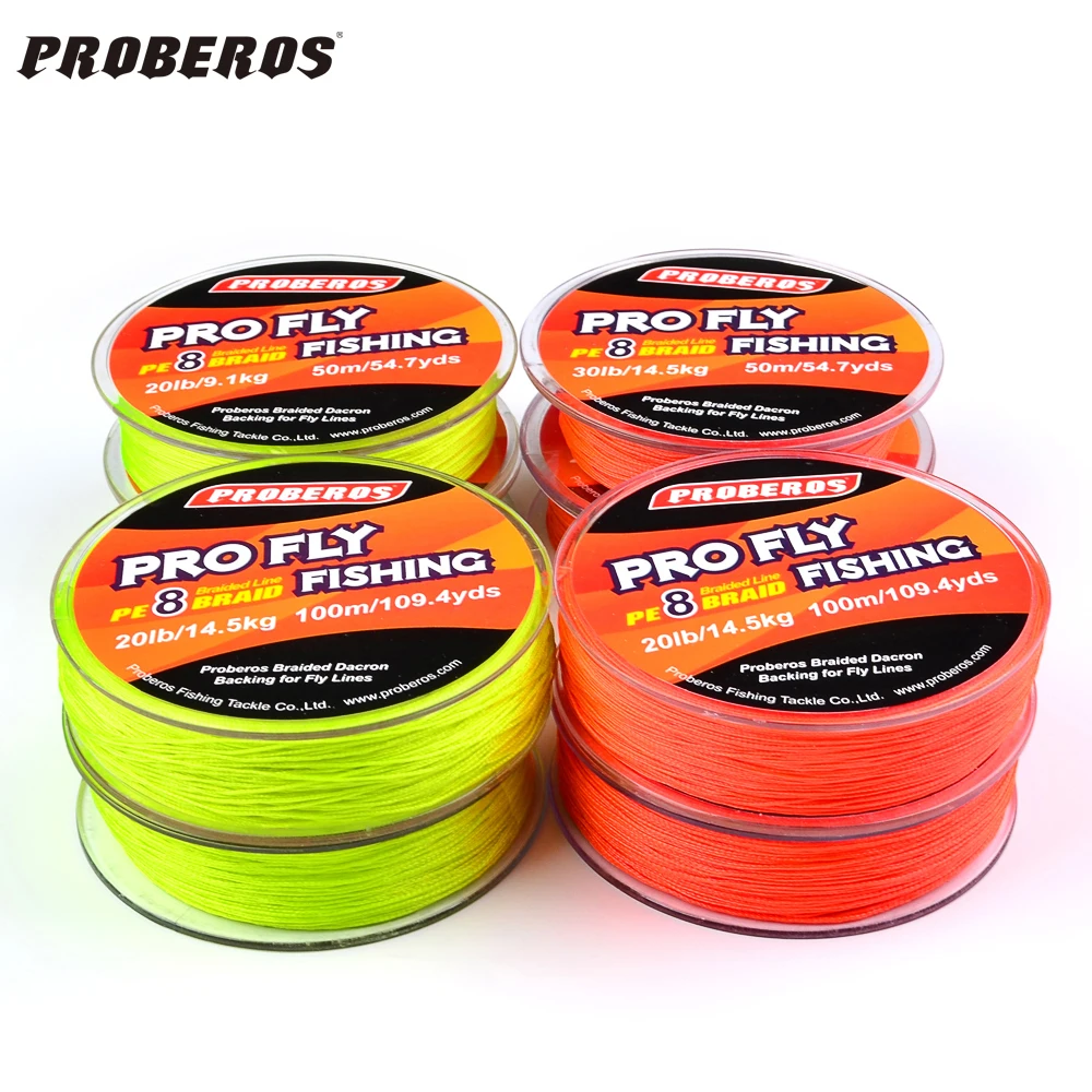 1 Pieces Proberos Brand Fly Line Yellow/Red Color 100M Backing Line