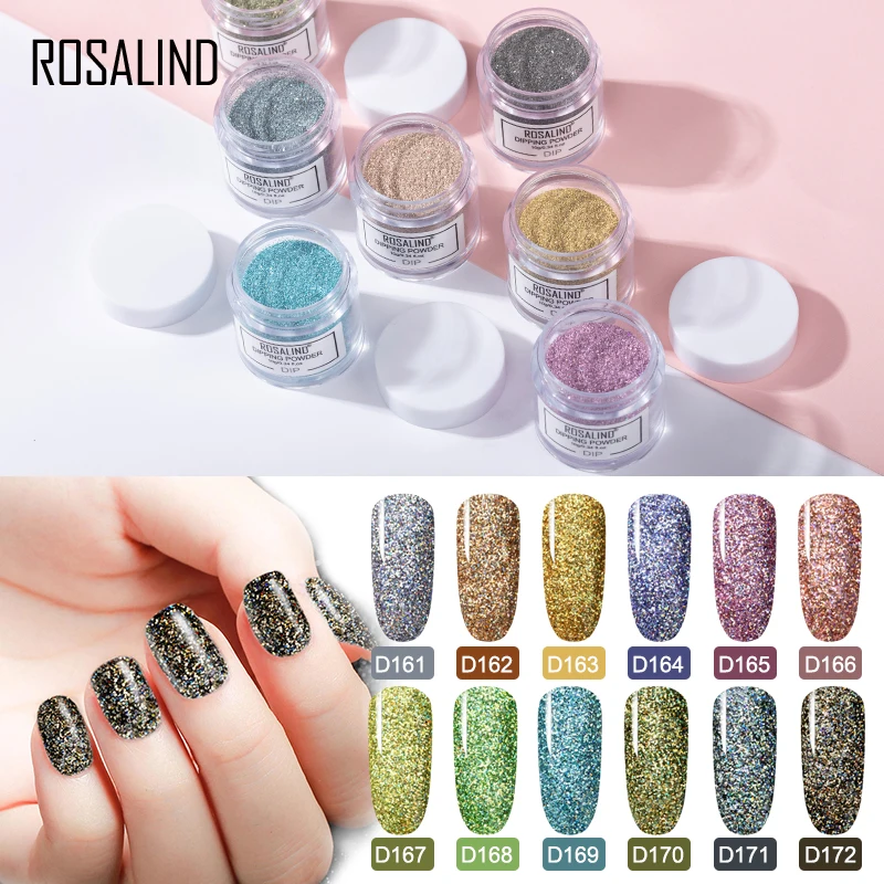 Порошок для дизайна ногтей ROSALIND Dip блестящий хромированный пигмент с