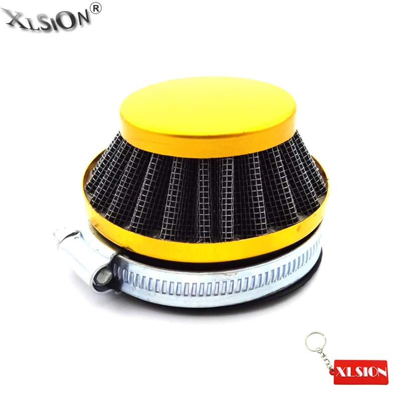 XLSION Performance Motorcycle 60mm Gold Air Filter For 49cc Gas Motorized Bike Bicycle Motocross
