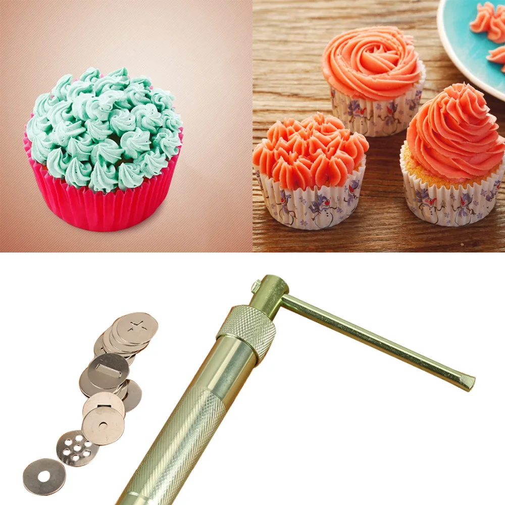 

New Practical Stainless Steel Sugar Paste Extruder Craft Gun Tips Craft Fondant Cake Sculpture Polymer Clay Tools Random Color