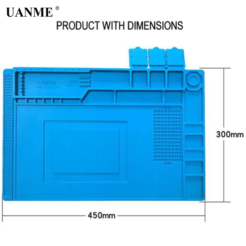 UANME 45x30 см теплоизоляция силиконовый коврик стол коврик техническое обслуживание платформы для BGA паяльная ремонтная станция с магнитной секцией