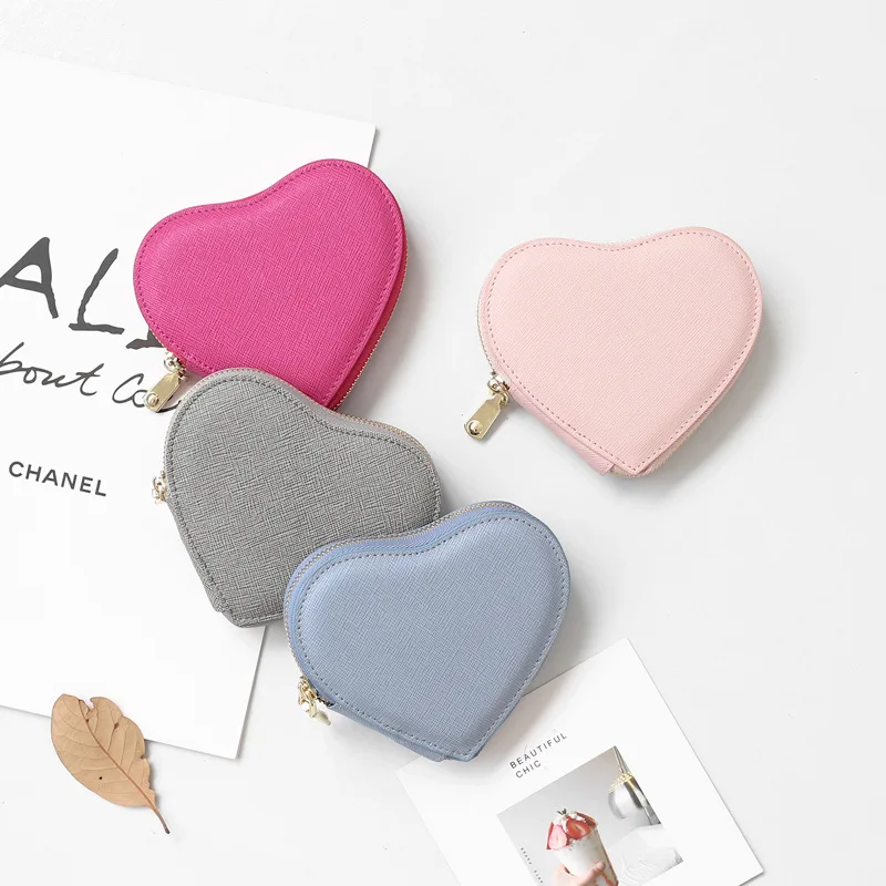 

Key Wallets Split Leather Heart-shaped Women Fashion Key Purse High Capacity Sweet and Fresh Style Leather Key Case