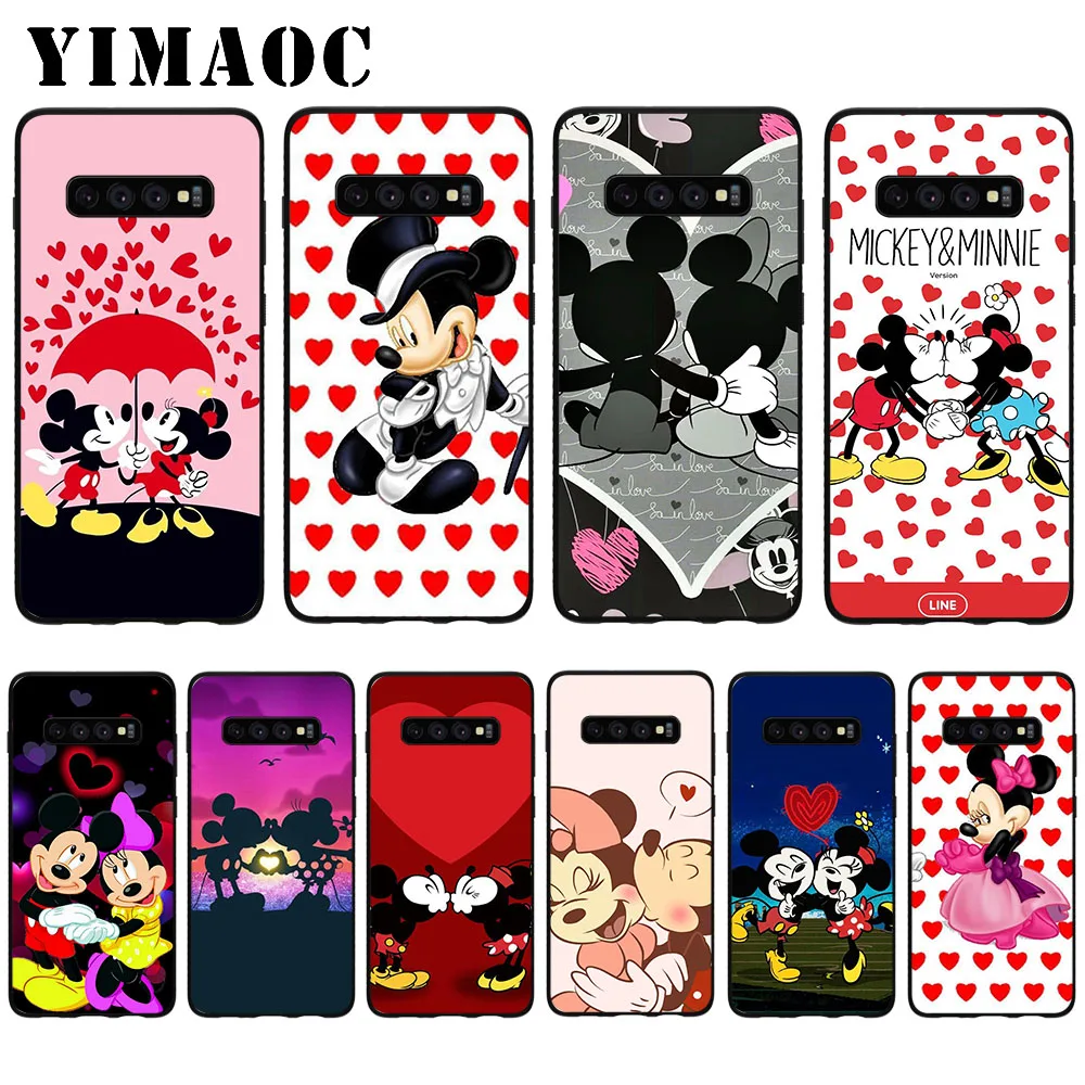 

YIMAOC Love Mickey Minnie Mouse Soft Case for Samsung Galaxy S10 Plus S10e S6 S7 Edge S8 S9 Plus J6 M10 M20 M30