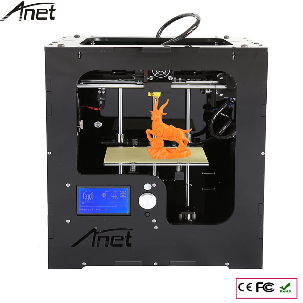 Anet A3 Full Assembled Acrylic Frame Desktop 3D Printer Big Size 150x150x150mm High Precision Blue LCD & 8 GB SD & 10M Filament
