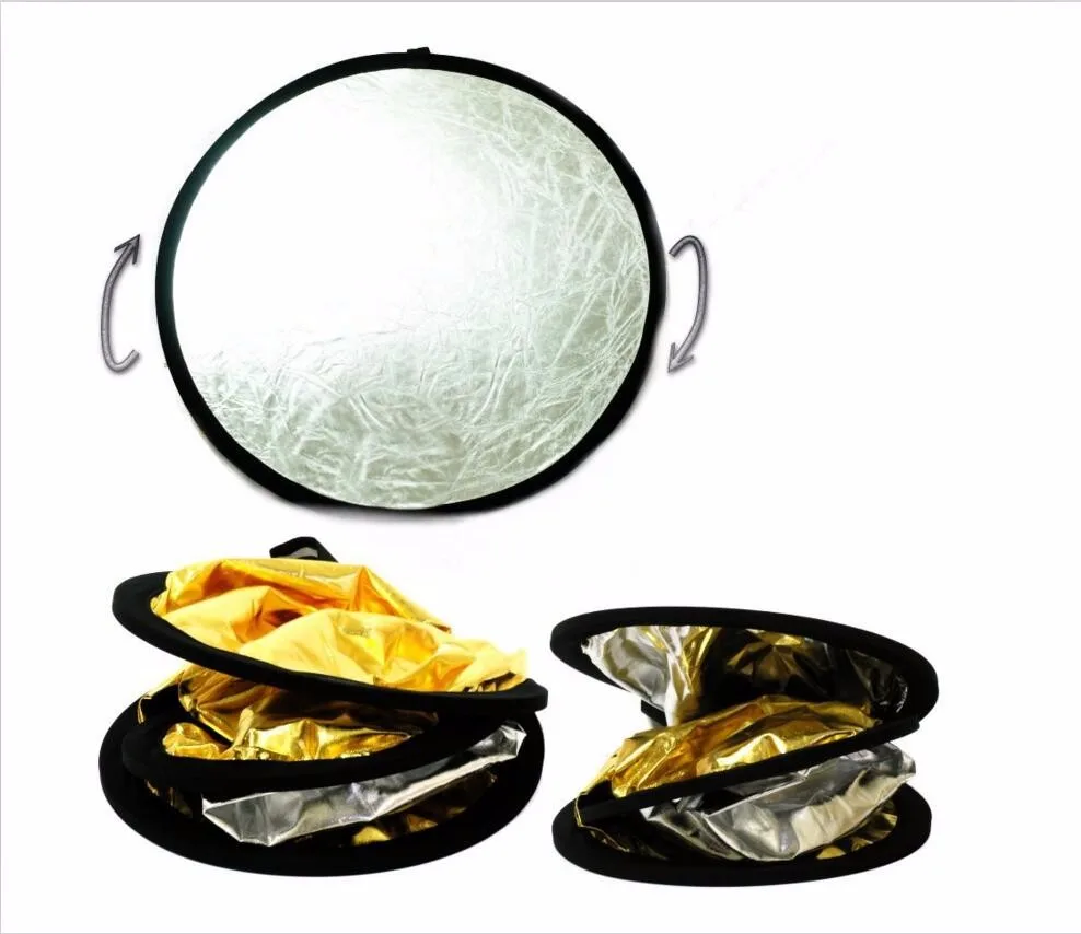 CY 24"/60cm Factory direct sale Handhold Multi Collapsible Portable Disc Light Reflector for Photography 2in1 Gold and Silver