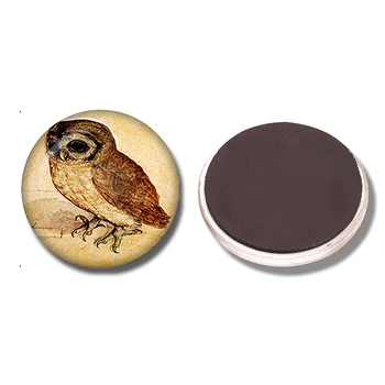 

The Little Owl 30 MM Fridge Magnet Albrecht Durer Art Glass Cabochon Magnetic Refrigerator Stickers Note Holder Home Decoration