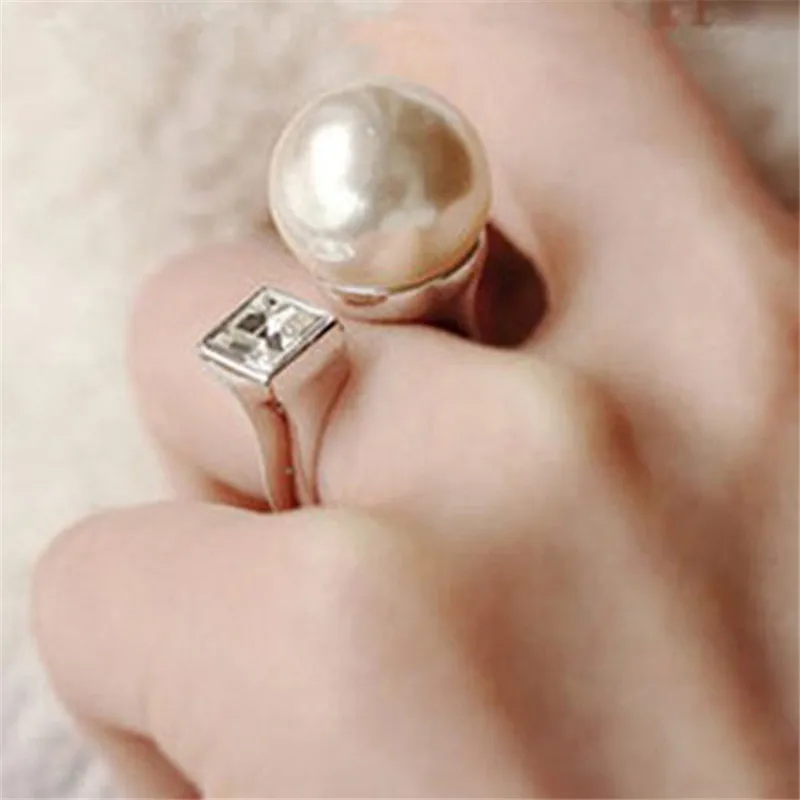 Romad модное кольцо, регулируемое, Корейская версия, жемчужное кольцо, женское, простое, большое, жемчужное, квадратное