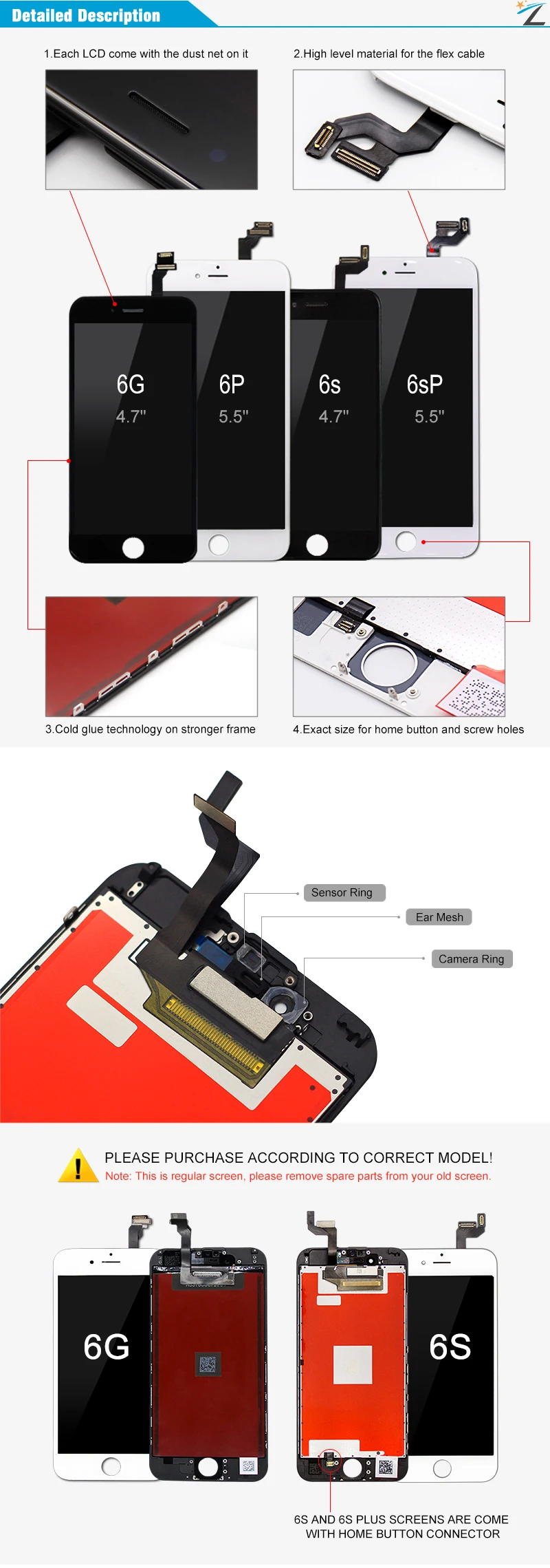 10 шт./лот, класс AAA, OEM, для iPhone 6, lcd, 6G, 6 plus, 6s, 6s plus, экран дисплея, Замена объектива, Pantalla, сенсорный дигитайзер, через DHL