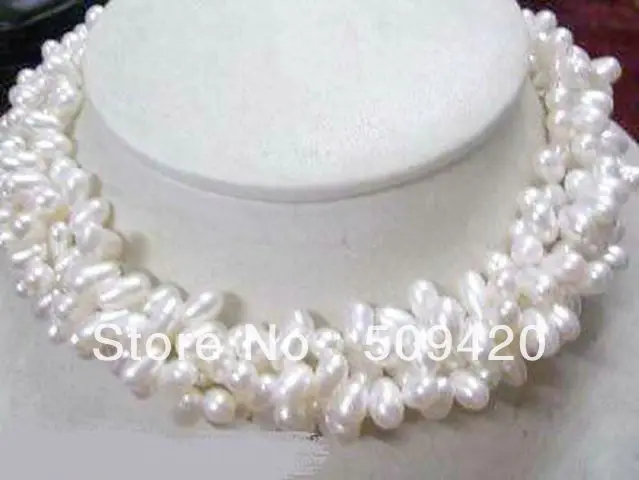 ~~ Free ShippingFashion 4 Strands White Freshwater Pearl Necklace 17&quot | Украшения и аксессуары
