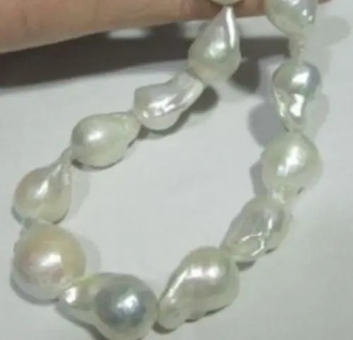

Free shipping AAA+ SOUTH SEA WHITE BAROQUE PEARL NECKLACE 18