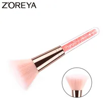 ZOREYA брендовая однокристальная ручка плоский контур Мягкая кисточка для макияжа розовый синтетический ворс розовое золото алюминиевая трубка косметические кисти