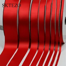 SKTEZO 1 см X 90 метров украшение для стула, свадебная большая красная лента, Подарочные ленты, свадебная красная машина, красная лента, красная ткань, полоска
