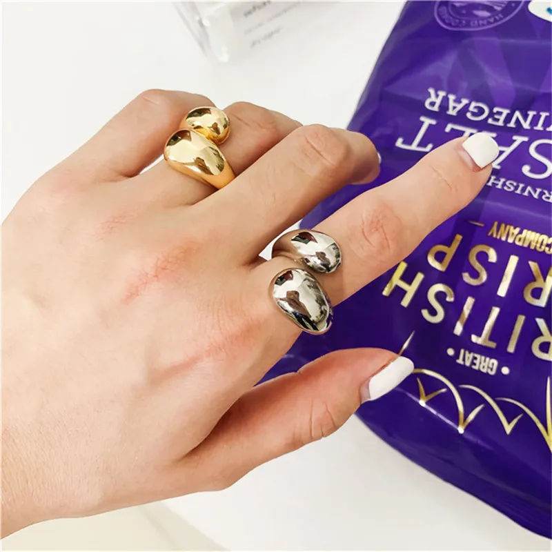 

Trendy Gold Sliver Color Metal Geometric Open Rings Minimalist Solid Circle Ring For Women Simple Design Rings Bague Femme bijou