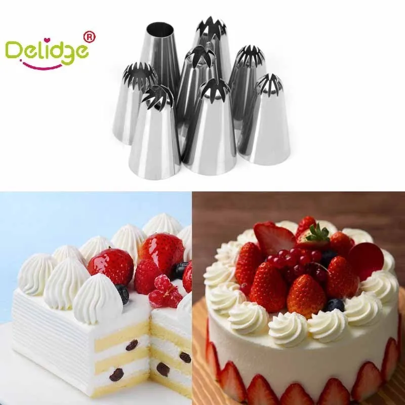 

Delidge 8 pcs/set Large Size Cake Nozzle Kitchen Accessories Cream Icing Piping Sugarcraft Rose Nozzle Decorating Tools