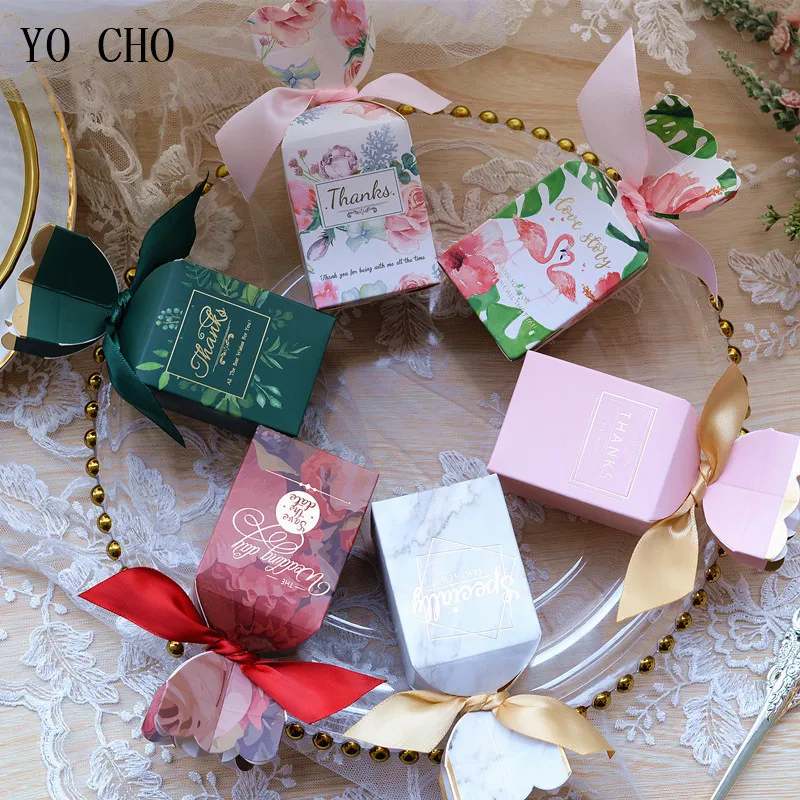 YO CHO 5 шт. коробка для конфет с красивыми розами Свадебные сувениры ленты
