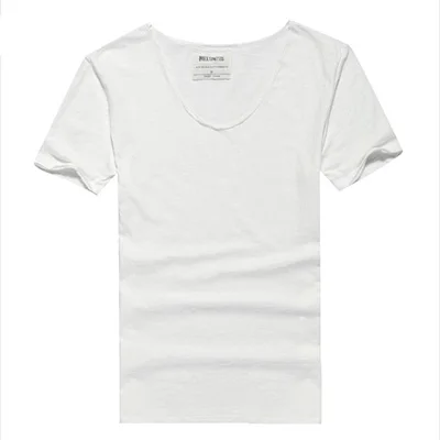 Летняя однотонная мужская футболка из бамбукового волокна с коротким рукавом размера плюс XXL, повседневная мужская футболка, брендовые топы, футболки T582, новинка - Цвет: off white