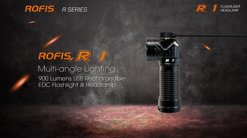 Rofis R1 CREE XM-L2 U2 светодиодный фонарик с регулируемой головкой 900 люмен