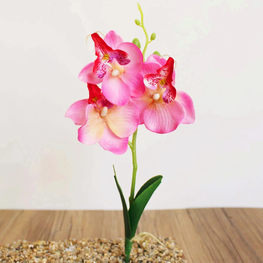 1 ветка, Орхидея, искусственные цветы, сделай сам, искусственная Орхидея, Бабочка, Шелковый букет цветов, фаленопсис, свадебное украшение для дома - Цвет: pink