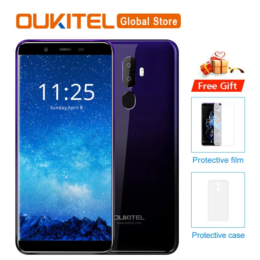 

OUKITEL U25 PRO 5.5" 2.5D Android 8.1 MT6750T Octa Core 4GB 64GB 13MP+2MP/5MP Smartphone 3200mAh Fingerprint Mobile Phone