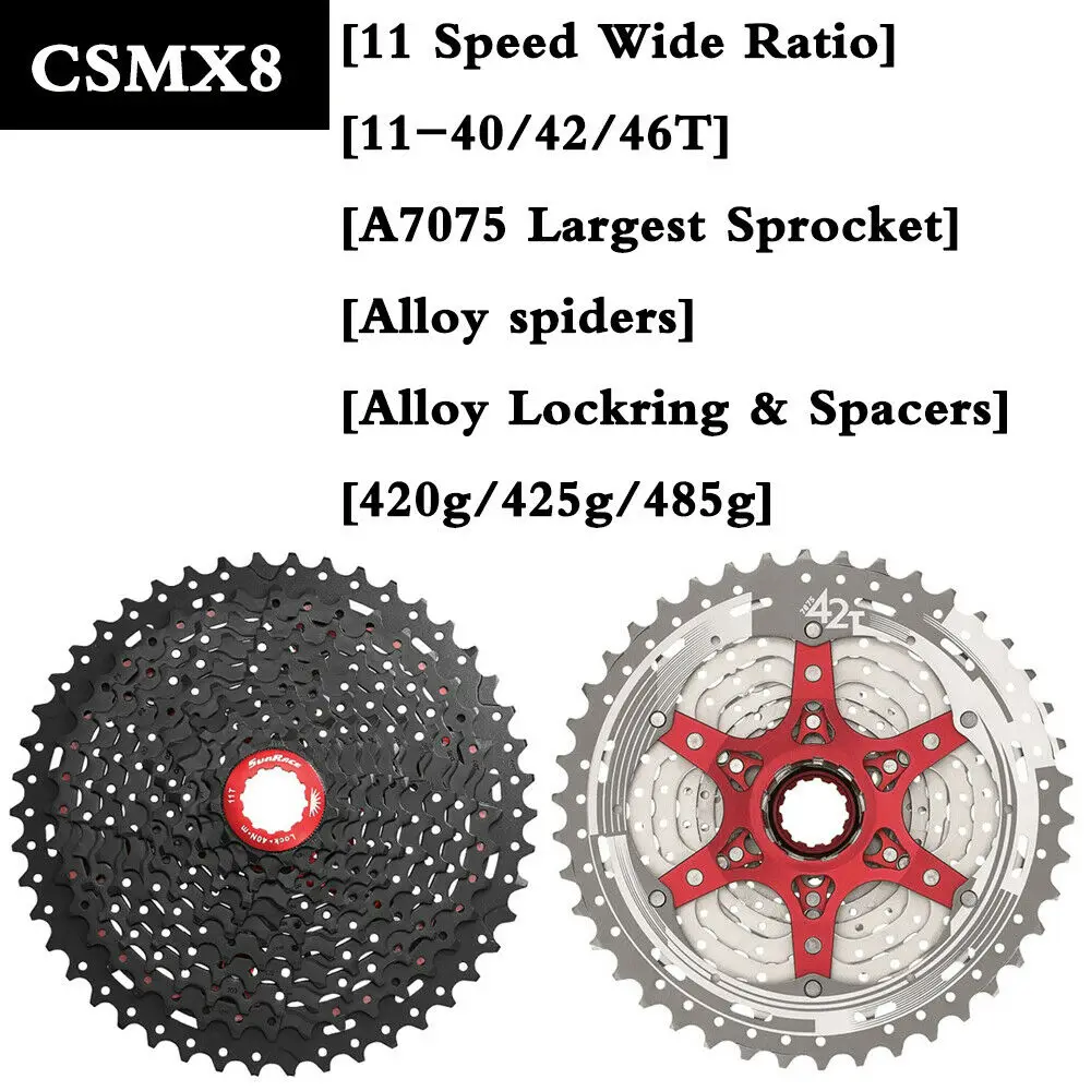 Sunracing CSMS8 CSMX8 11 скоростей кассета широкое соотношение горный велосипед свободного хода велосипедные карты Тип маховик 11-40T 11-42T 11-46T