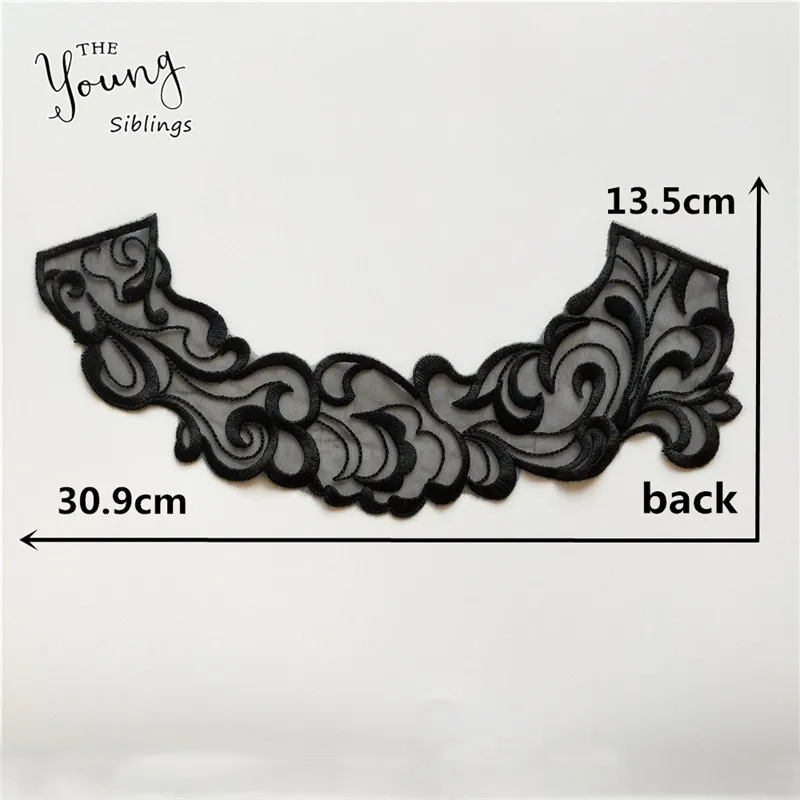 New White/Black Embroidery Venise Neckline Lace Collar Costume Dress Fine Applique Motif Dress Fabric DIY Sewing Accessories