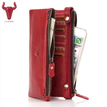 LY.SHARK Genuine Leather women wallet female clutch bag ladies coin money bag card holder Organizer wallet women luxury brand
