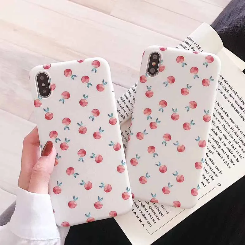 JIBAN Шелковый узор Розовый персики чехол для Iphone X XS MAX XR милый мультфильм мягкий