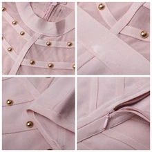 CIEMIILI 2017 New Women Party Summer Mesh Bandage Dress Studded Button Sleeveless Knee-length Celebrity Runway Bodycon Dresses