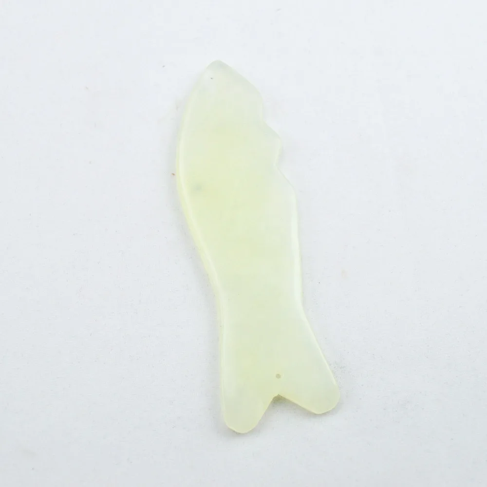 100% Natural light green jade fish shape guasha board massage tool facial treatment scraping tool for body health care 100% Natural light green jade fish shape guasha board massage tool facial treatment scraping tool for body health care