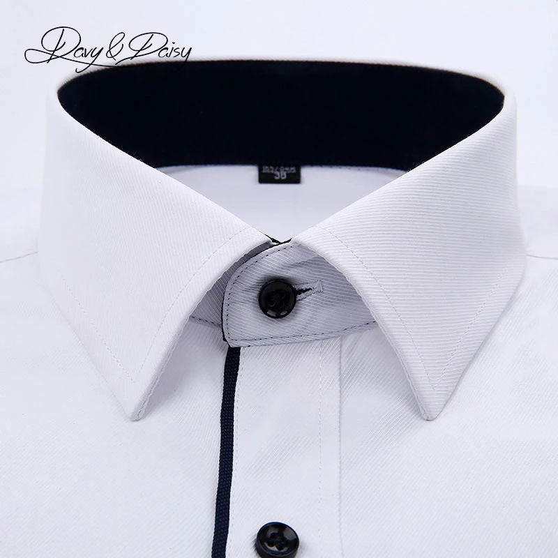 DAVYDAISY Men Shirt Turn Down Collar Long Sleeved  Twill Solid Slim Brand Clothing Dress Shirt Man DS085