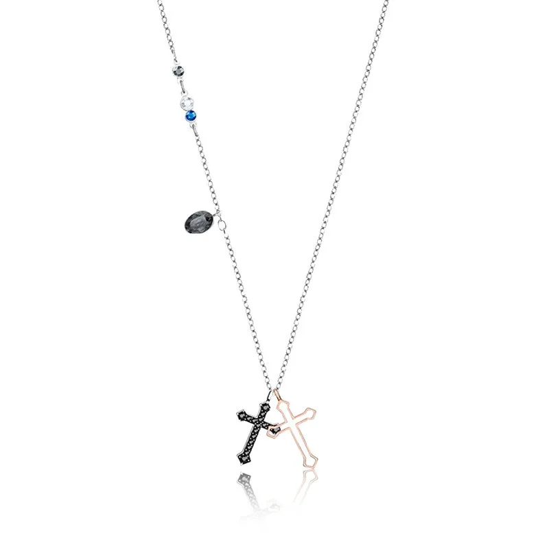 

Drop shipping s925 Sterling Silver Mix Match Hollow Cross Pendants Female Clavicle Chain Necklaces Choker Pendants Necklaces