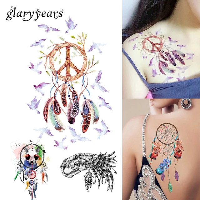 1 Sheet Dreamcatcher Decal 14 Designs Waterproof DIY Tattoo Sticker Women Body Art Dream Catcher Indian Feather Temporary Tattoo 1 Sheet Dreamcatcher Decal 14 Designs Waterproof DIY Tattoo Sticker Women Body Art Dream Catcher Indian Feather Temporary Tattoo