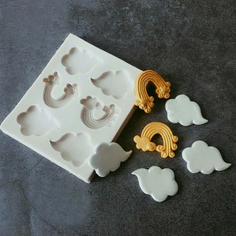 

1PCS Silicone 3D Sky Cloud Mold Rainbow Fondant Decorating Tools Soap chocolate gumpaste mold