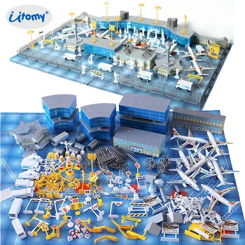 

International Airport Assembled Toy Planes and Vehicles 200 Pieces Aircraft Model Playset Simulated Scene Educational model kit