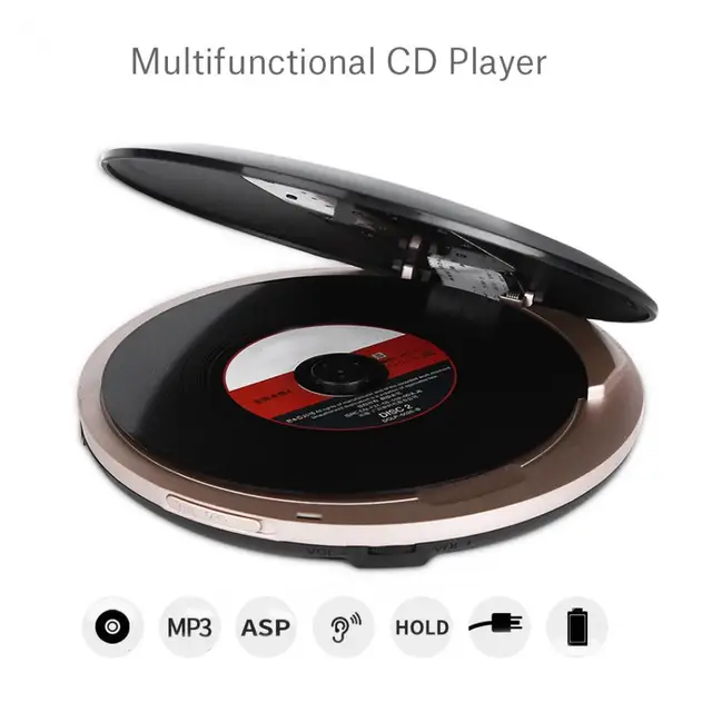 HOTT Portable LCD Display Audio Music Travel CD Player CD-R CD-RW MP3 with Earphone