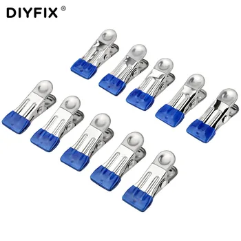 DIYFIX 10Pcs Metal Clip Fixture Multi-purpose Fastening Clamp for Mobile Phone Tablet Glued LCD Screen Repair Tools Set